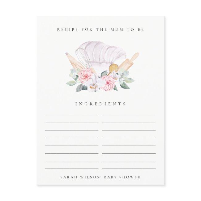 Blush Chef Hat Floral Recipe Request Baby Shower Postinvitations