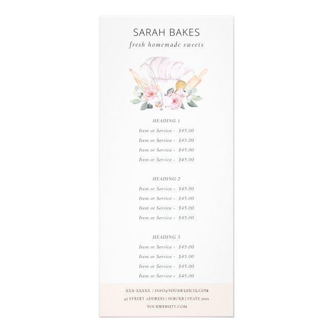 Blush Chef Hat Floral Whisk Bakery Service Price Rack Invitations