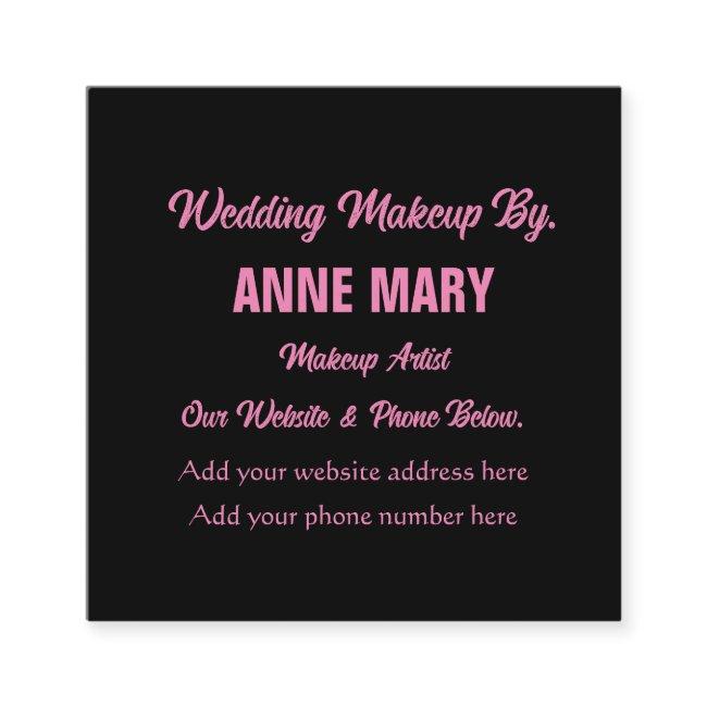 Blush Pink Black Wedding Makeup Artist Name Enclosure Invitations
