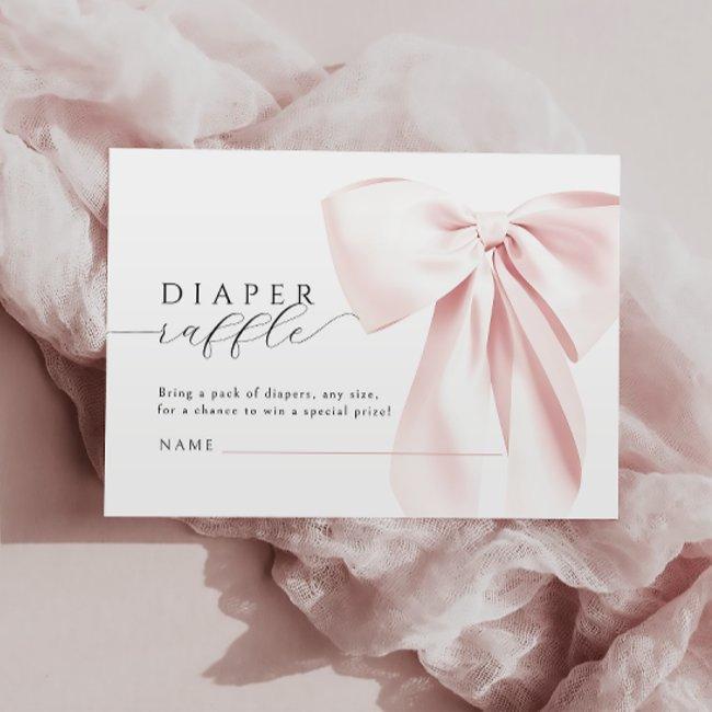 Blush Pink Bow Baby Shower Diaper Raffle Enclosure Invitations