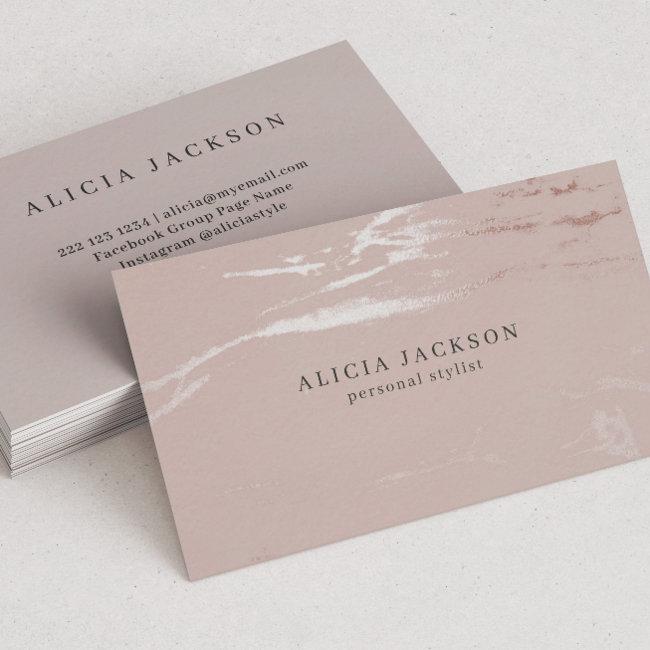 Blush Pink Faux Rose Gold Classy Personal Stylist Business Invitations