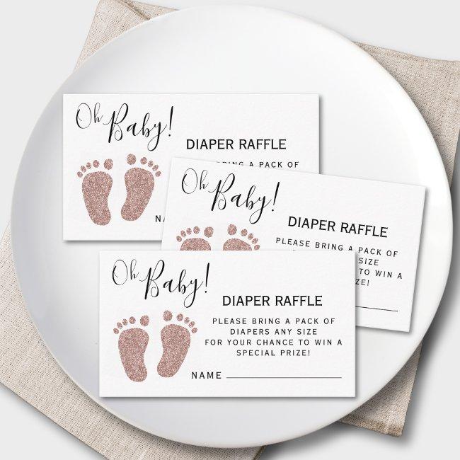 Blush Pink Glitter Baby Feet Diaper Raffle Enclosure Invitations
