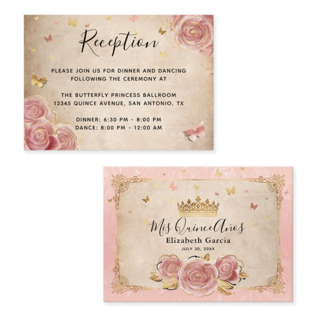 Blush Pink Rose And Gold Elegant Enclosure Invitations