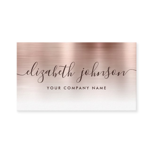 Blush Pink Rose Gold Brushed Metal Stylish Script Business Invitations