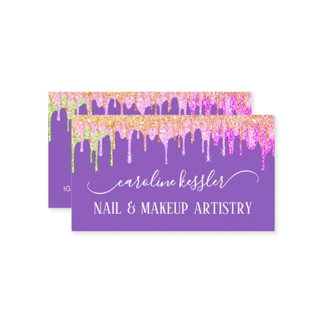 Blush Pink Rose Gold Lime Green Glitter Sparkle Business Invitations