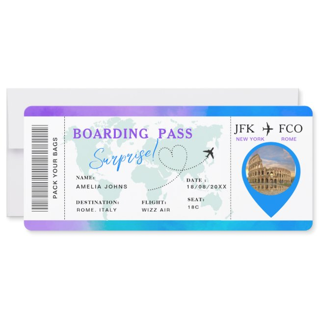 Boarding Pass Airline Ticket Surprise Trip Invitation