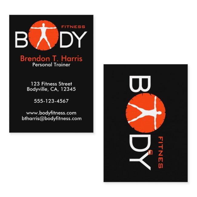 Body Madness Black Orange Large Personal Trainer Business Invitations