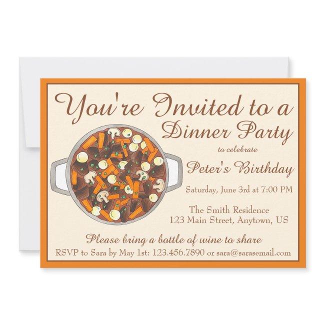 Boeuf Bourguignon Beef Stew Dinner Party Potluck Invitation