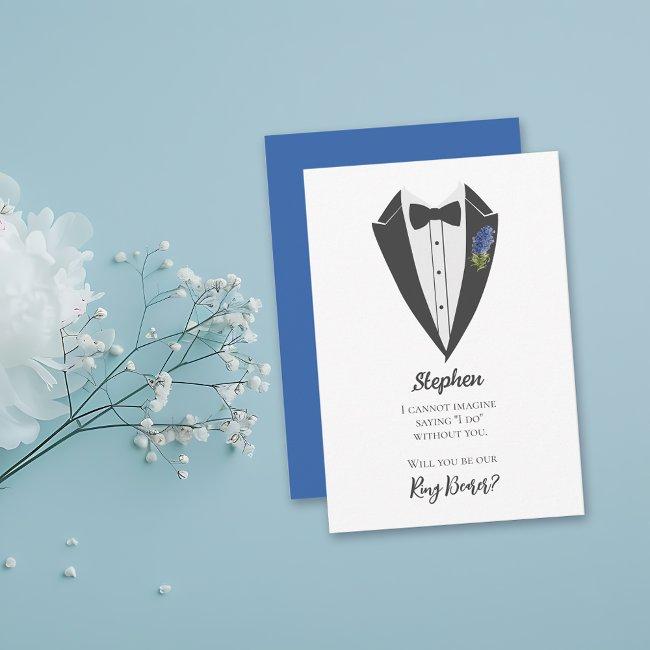 Bohemian Blue-violet Ring Bearer Proposal Invitation