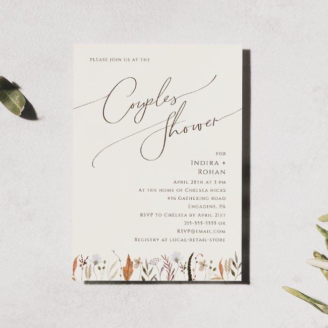 Boho Autumn Wildflower | Beige Couples Shower Invitation
