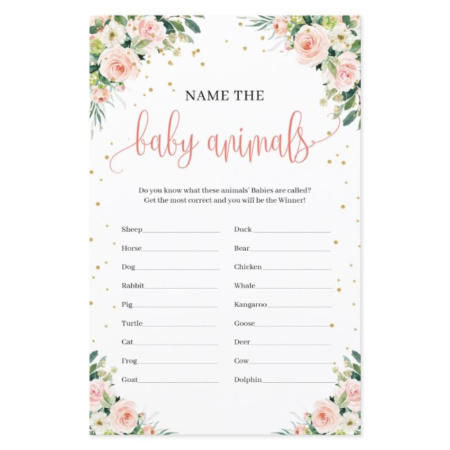 Boho Blush Pink Greenery Gold Baby Animals Game