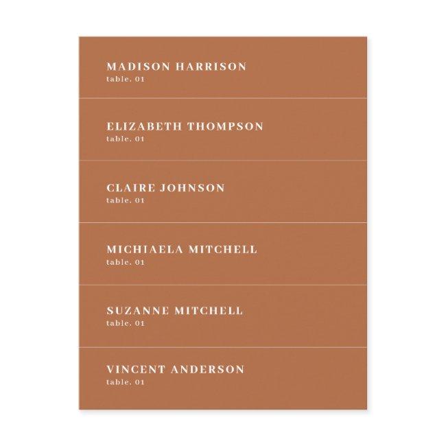 Boho Burnt Orange Wedding Place Name Card