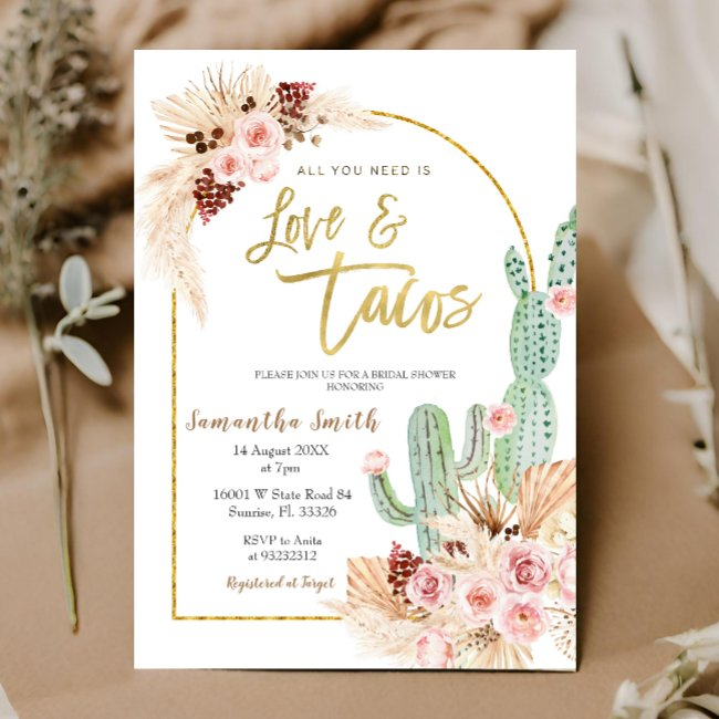 Boho Cactus Taco Bout Love Bridal Shower Invitatio Invitation