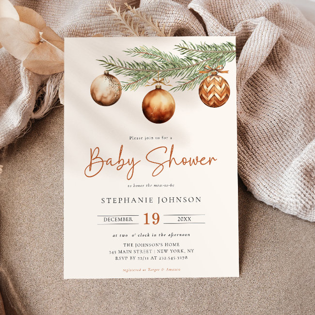 Boho Holiday Baby Shower Winter Invitation