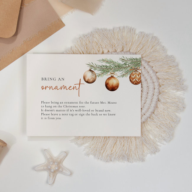 Boho Holiday Bridal Shower Bring An Ornament Enclosure Invitations