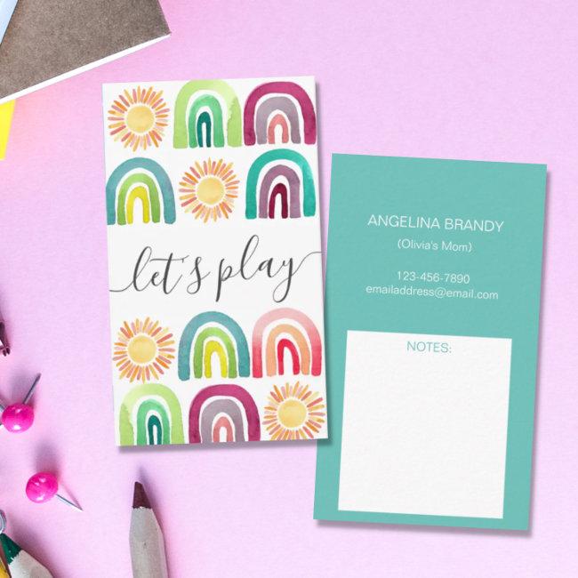 Boho Let's Play Rainbow & Suns Playdate Mommy Calling Invitations
