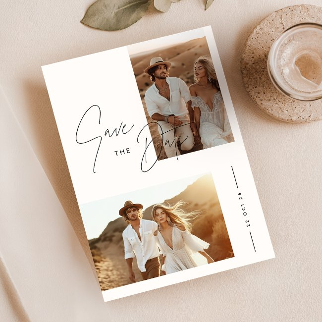 Boho Photo Save The Date Invitation