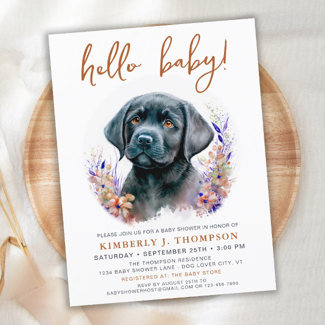 Boho Puppy Dog Terracotta Baby Shower Invitation Postinvitations