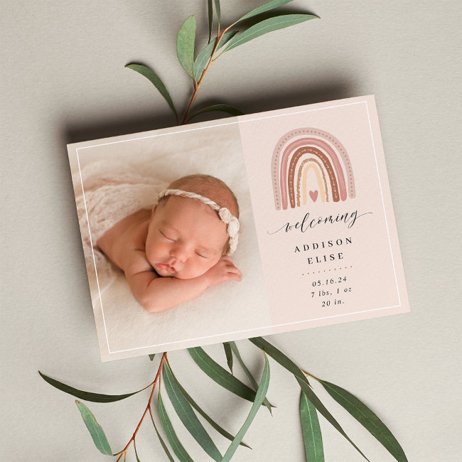 Boho Rainbow | Photo Birth Announcement