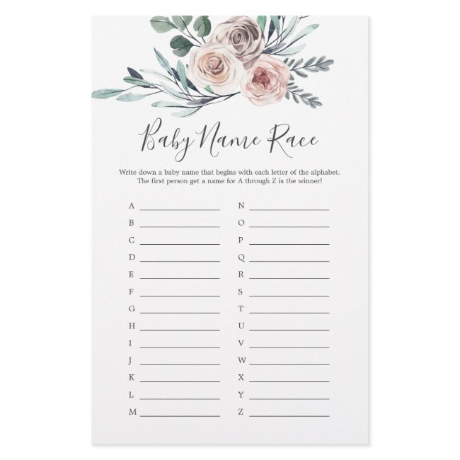 Boho Rose Baby Shower Baby Name Race Game