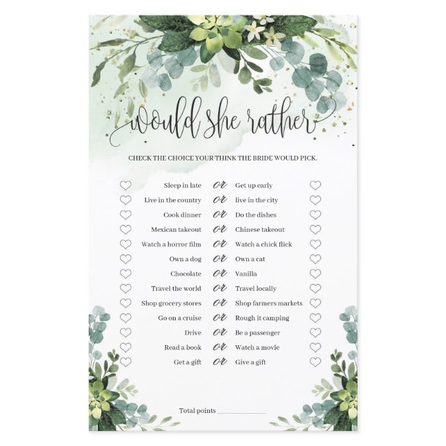 Boho Succulent Greenery Boho Would She Rather Game