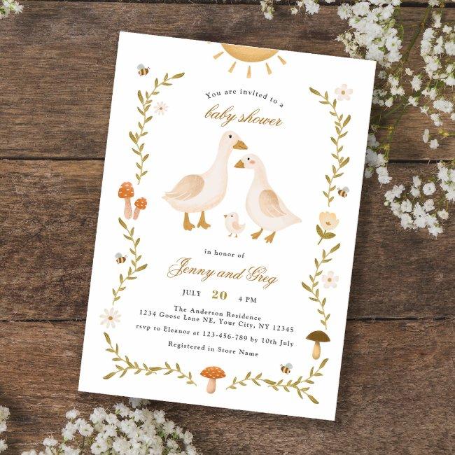 Boho Whimsical Goose Baby Shower Invitation