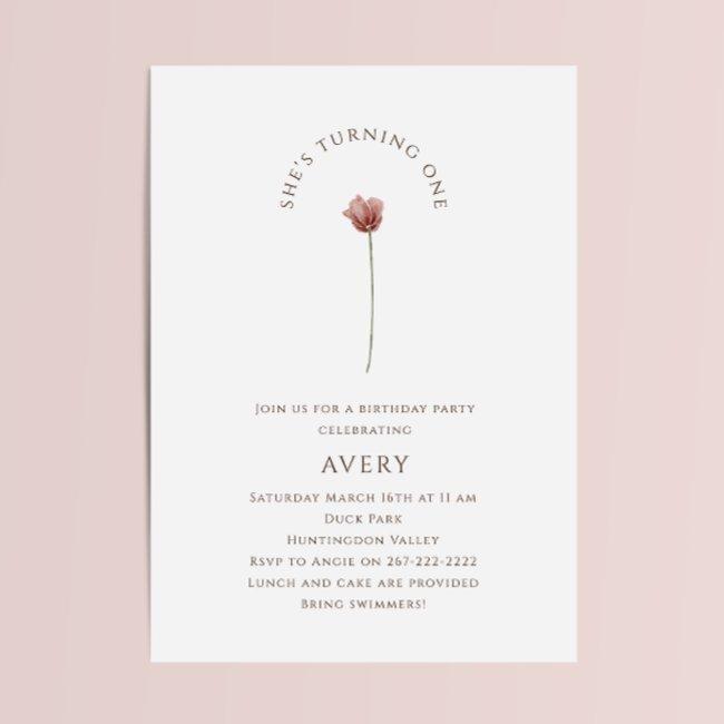 Boho Wildflower First Birthday Party Invitation