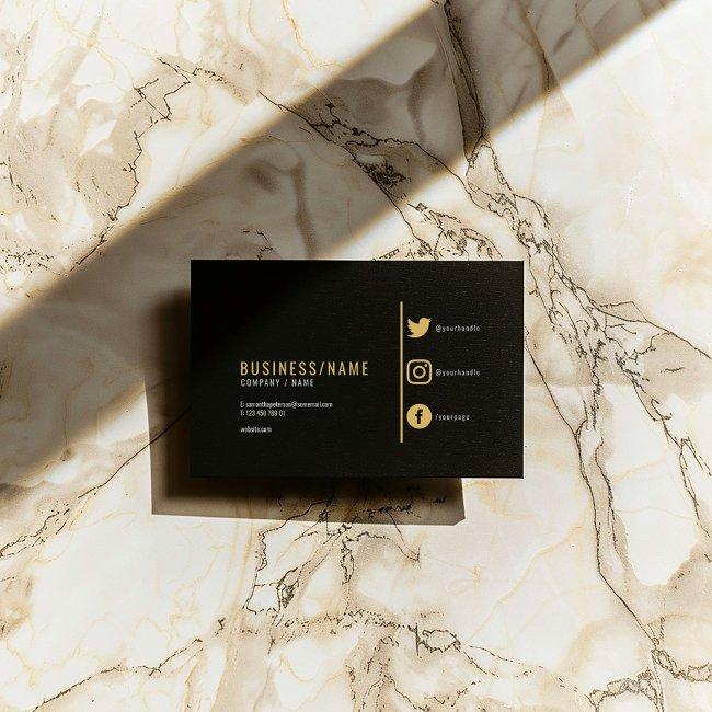 Bold Black And Gold Social Media Business Invitations