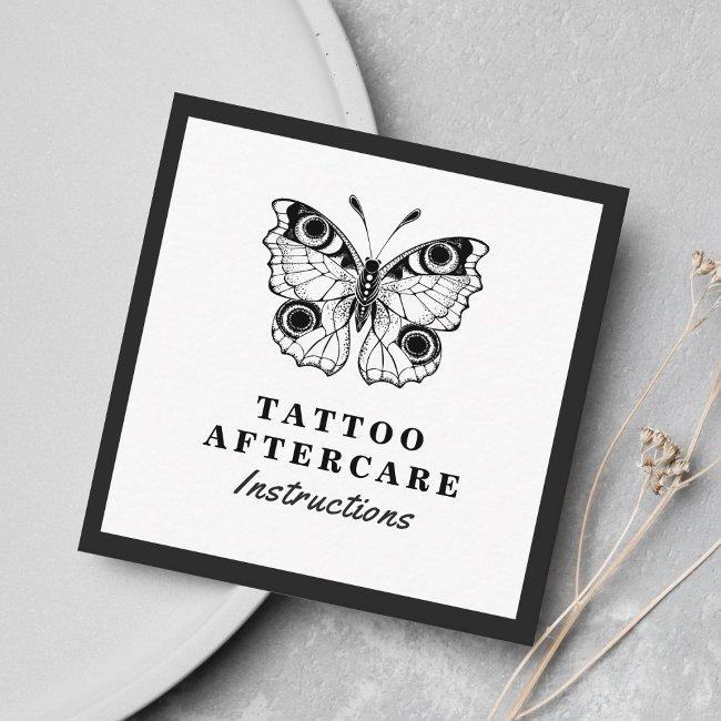 Bold Black Butterfly Tattoo Aftercare Instructions Square Business Invitations