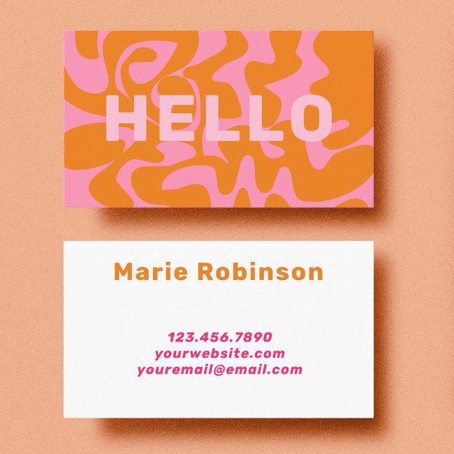 Bold Font Retro Groovy Blush Pink Hello Business Invitations