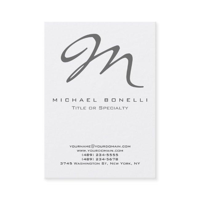 Bold Gray Monogram Calligraphy Business Invitations