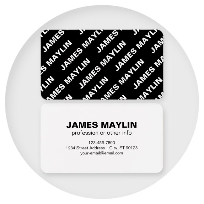 Bold Repeating Editable Name | Simple Black White