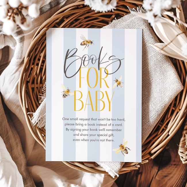 Books For Baby Mommy To Bee Blue Baby Shower Enclosure Invitations