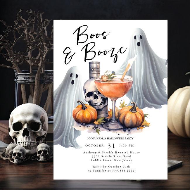 Boos And Booze Halloween Party Invitation