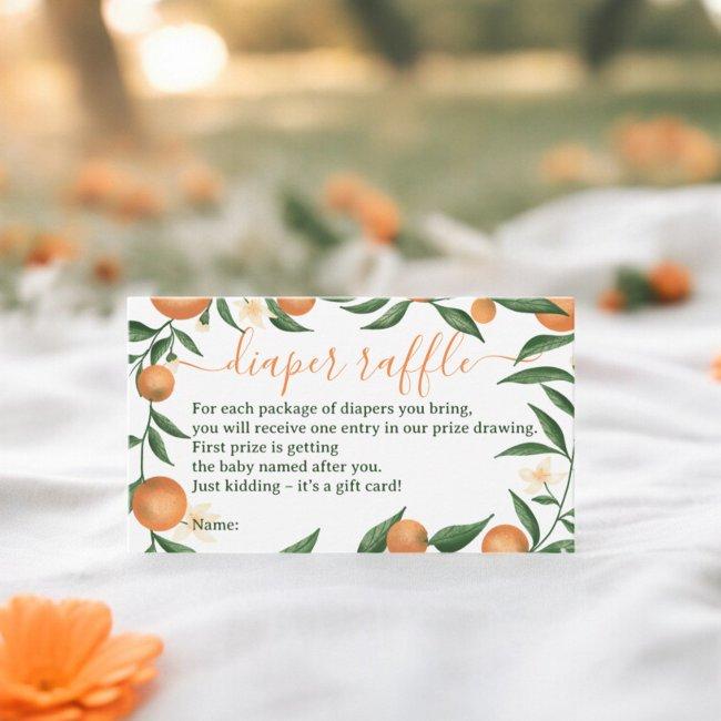 Botanical Citrus Orange Cutie Diaper Raffle Enclosure Invitations