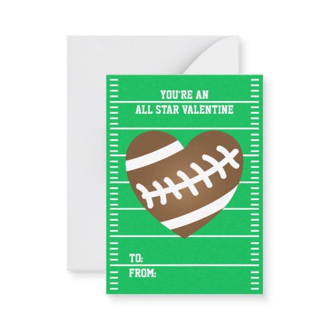 Boy's Football Sports School Classroom Valentines Note Invitations