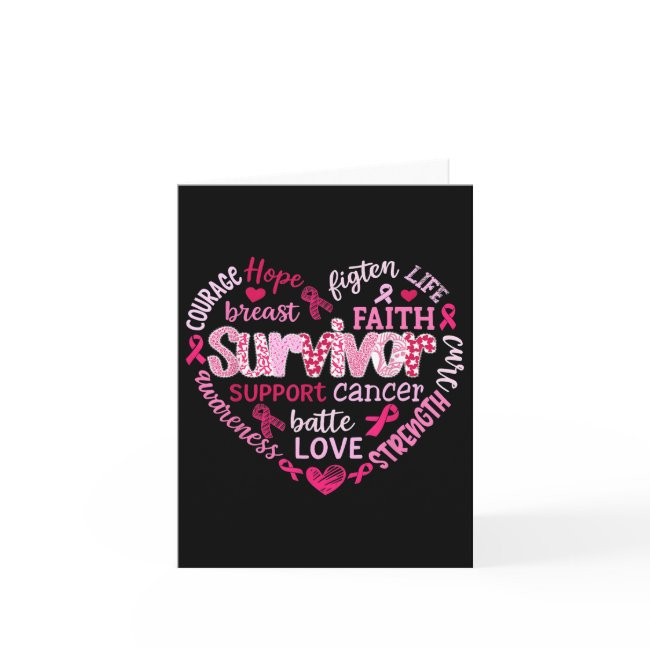 Breast Cancer Awareness Pink Ribbon Heart Survivor Invitations