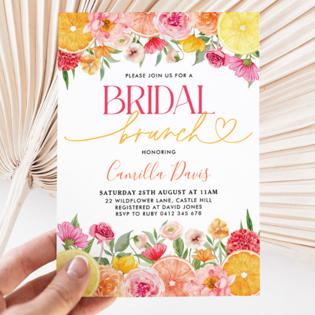 Bridal Brunch Bright Citrus Lemon Bridal Shower Invitation