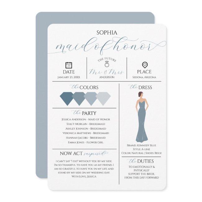Bridal Party Info Invitations Will You Be My Maid Of Hono