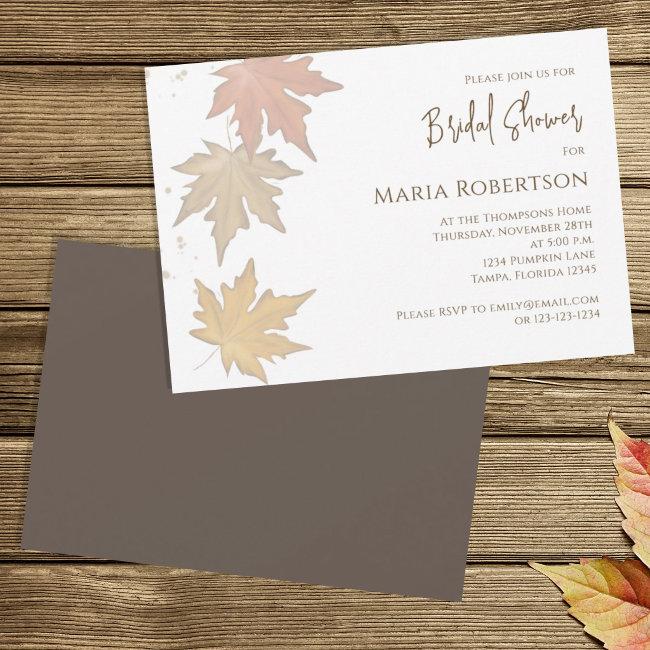 Bridal Shower Autumn Fall Leaves Botanical Foliage Invitation