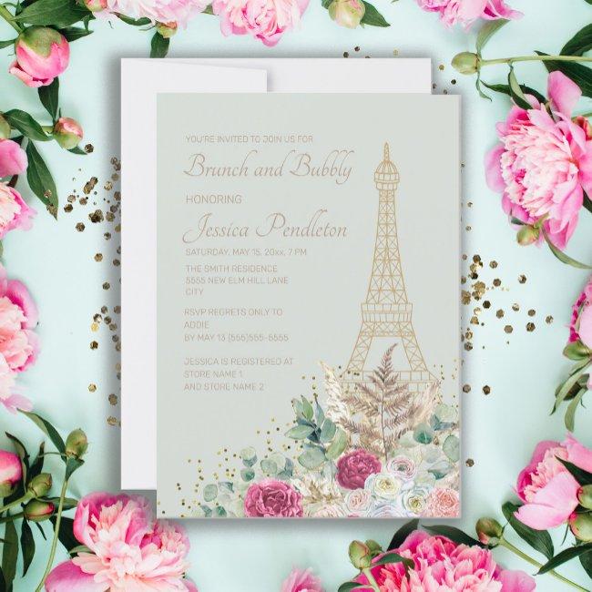 Bridal Shower Brunch Paris French Eiffel Tower Invitation
