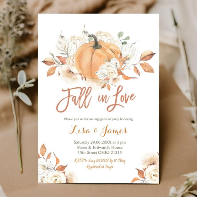 Bridal Shower Fall In Love Engagement Party Invitation