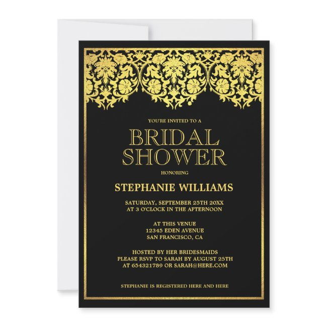 Bridal Shower | Ornate Gold Art Deco Damasks Invitation