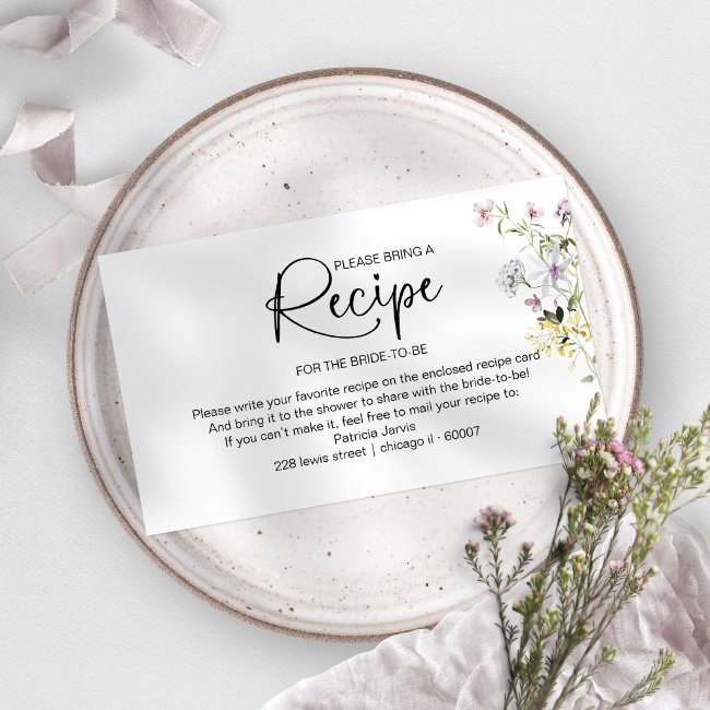Bridal Shower Recipe Request Invitations Insert