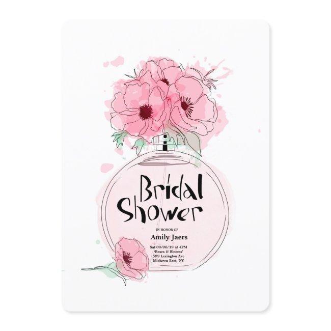 Bridal Showers Perfume Bottle With Flowers Invitation