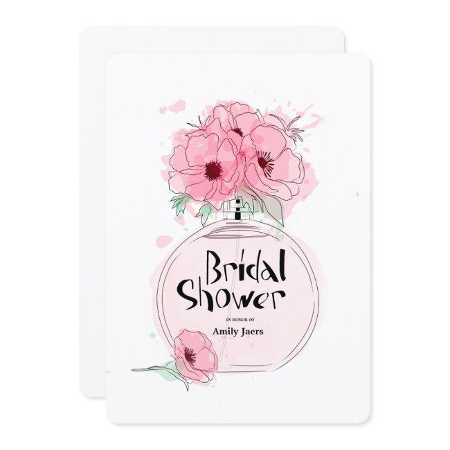 Bridal Showers Perfume Bottle With Flowers Invitation