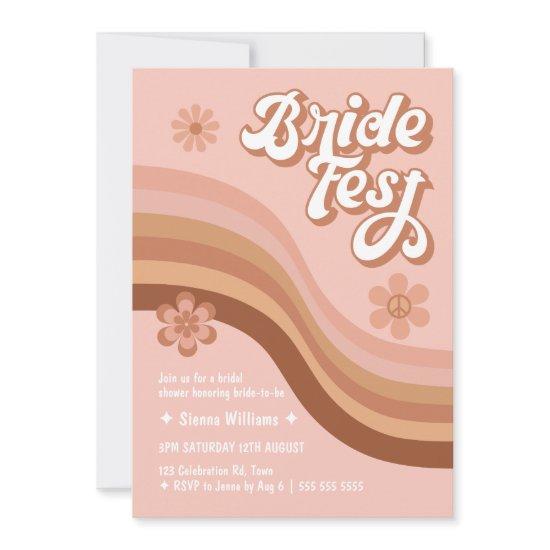 Bride Fest Groovy Retro Daisy Bridal Shower Invitation