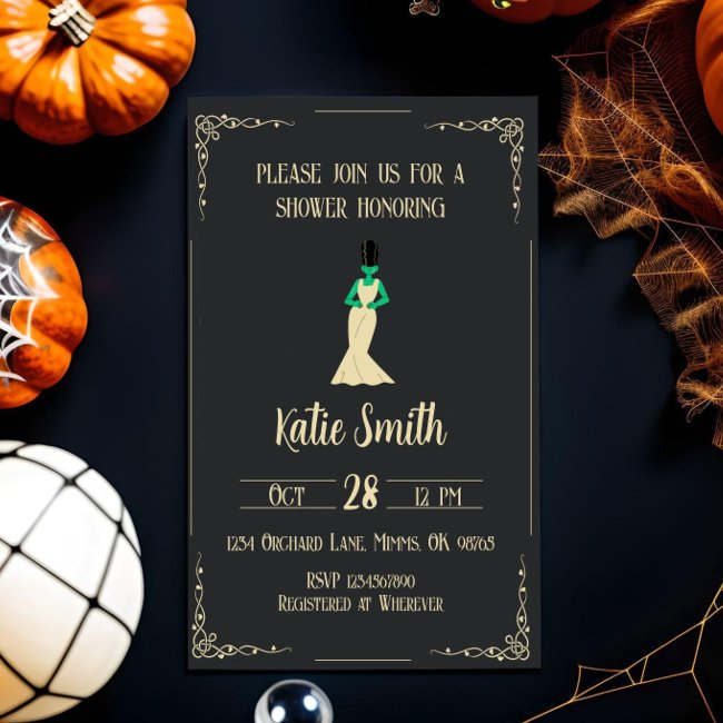 Bride Of Frankenstein Halloween Bridal Invitation