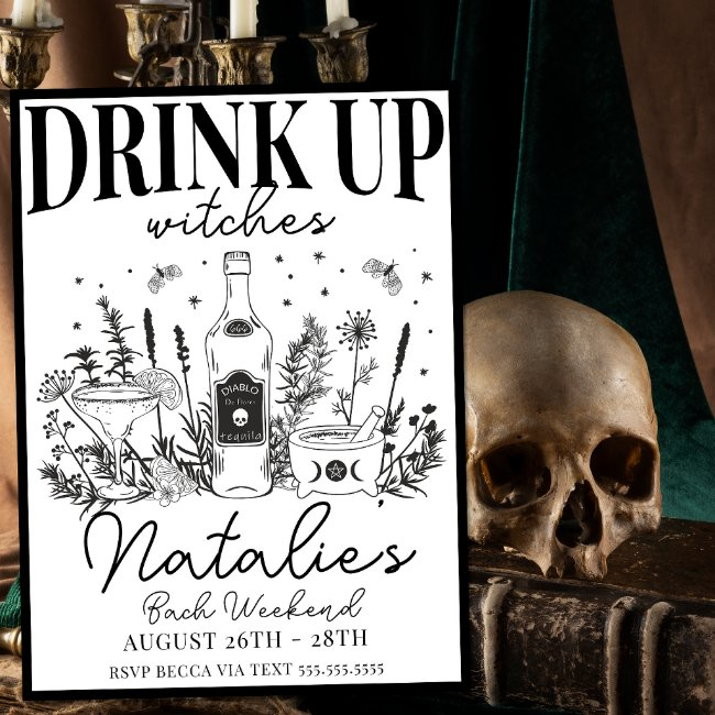 Bride's Coven Witchy Bachelorette Party Itinerary Invitation