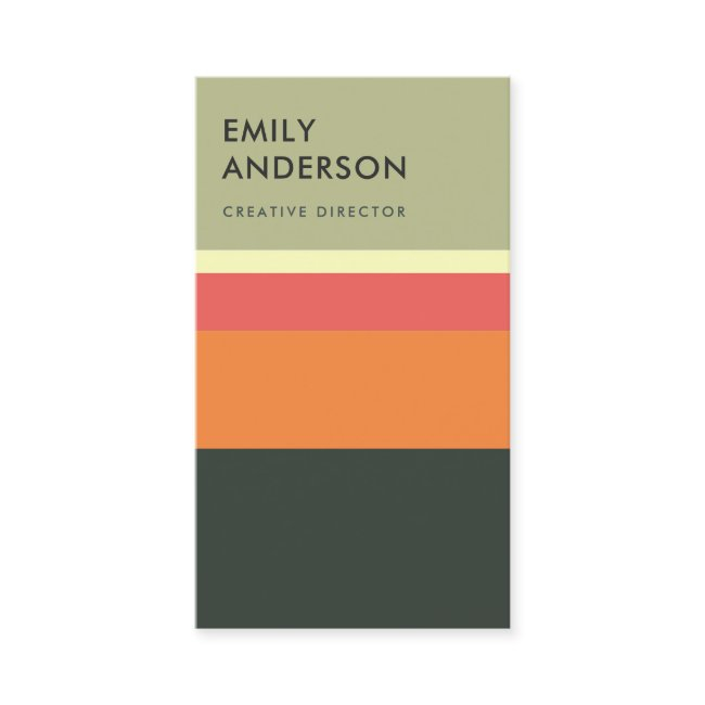 Bright Modern Bold Beige Orange Pink Navy Stripes Business Invitations